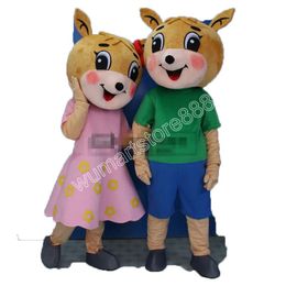 Sika Deer Couple Mascot Costume Carnival Unisex Outfit Adults Size Christmas Birthday Party Outdoor Dress Up Promotional Props