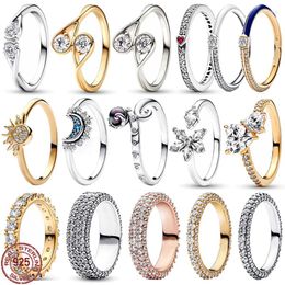 Cluster Rings Selling Charm Ring 925 Sterling Silver Shiny Droplet Snowflake Sun Moon Exquisite Women's Jewellery Gift