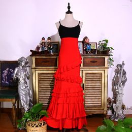 Stage Wear Brand Original Spanish Dance Dress Flamenco Training Wine Red Multi-Layer Lotus Leaf Performance 01