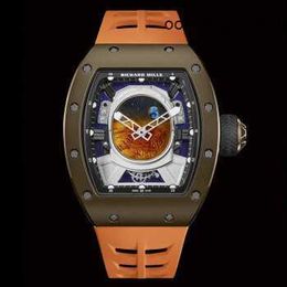 Richardmill Brand Watch Automatic Mechanical Wristwatches Richardmill Mens Series RM5205 Astronaut Flywheel Titanium Alloy Enamel Mars Disk Limited to 30 Pi HBMJ