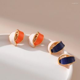 Hoop Earrings CRMYA Gold-plated For Women Vintage Irregular Piercing French Color Enamel Stud 2023 Jewelry Wholesale