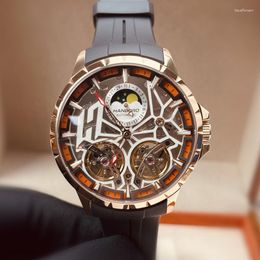 Wristwatches HANBORO Men Automatic Watch Luxury Watches 50M Waterproof Luminous Mechanical Wristwatch Hollout Out Dial Wheel Sapphire