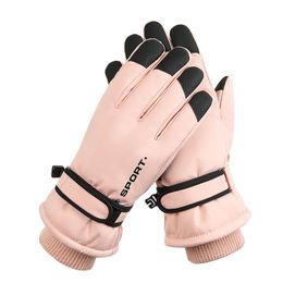 Winter Ski Gloves Women's Outdoor Waterproof, Non slip, Plush, Thickened, Touchable Screen Lovers' Riding Warm Gloves