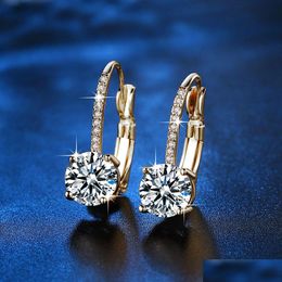 Dangle & Chandelier Drop Dangle Earring For Women 14K Gold Plated Leverback Earrings With Cubic Zirconia Rhinestone Hoop Earings Fashi Dhif5