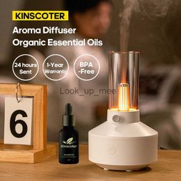 Humidifiers Retro Filament Aroma Diffuser with Essential Oil Set 150ml Portable USB Air Humidifier LED Night Light Waterless Auto Cut-Off YQ230927