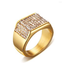 Cluster Rings Yellow Gold Color Ring For Men Full Diamonds Wedding Engagement Party Jewelry Titanium Cool Gifts Sizes 7 8 9 10 11 12