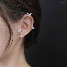 Backs Earrings Kpop Mini Minimalist Butterfly Fairy Shiny Exquisite Aesthetic Ear Bone Clip No Piercings For Women Jewelry