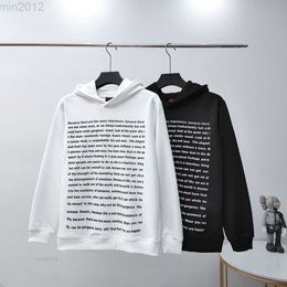 Hoodies Designer Sweatshirts tagore Poetry Print Autumn Sweater Men's and Women's Fashion Brand Pure Cotton Hoodie Loose