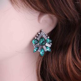 Stud Earrings LUBOV Colourful Acrylic Opal Stone Women Elegant Crystal Rhinestone Piercing Trendy Jewellery Christmas Gift