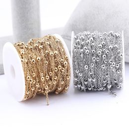 Pendant Necklaces 10meters roll 3mm Ball Beaded Stainless Steel Gold Jewellery Chains For Necklace Bracelets Making Diy Earrings Supplies 230926