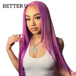 Synthetic Wigs Wear to Go Glueless Purple 13x4 13x6 HD Lace Front Wig Brazilian on Sale Human Hair For Women 613 Colored Better U 230927