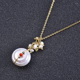 Pendant Necklaces High Quality Jewelry Exquisite Gifts Lovely Creative Charm 18k Gold Plated Round Baroque Natural Freshwater Pearl Necklace