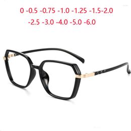 Sunglasses Blue Light Blocking Polygon Nearsighted Glasses Vintage TR90 Oversized Short-sight Eyewear Prescription 0 -0.5 -0.75 To -6.0