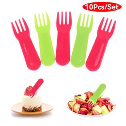 Forks 10pc Fruit Fork Mini Cartoon Children Cutlery Snack Cake Dessert Pick Toothpick Bento Lunches Party Decor