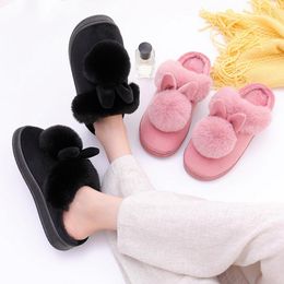 Slippers Women Cute Winter Warm Plush Slides Indoor Bedroom Non-Slip Cozy Shoes Chaussons Pour Femmes