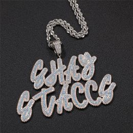 Hip Hop Custom Name Letter Pendant Necklace With 24inch Rope Chain Gold Silver Bling Zirconia Men Pendant Jewelry2083