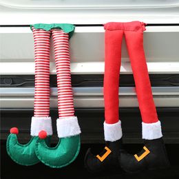 Decorative Objects Figurines Christmas Elf Santa Legs Car Accessories Christmas Decor for Home Xmas Tree Pendants Ornaments Gifts Elf Legs Christmas Tree 230926