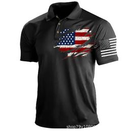 DIY Clothing Customized Tees & Polos Flag Print men's short sleeved button printed casual pullover polo shirt