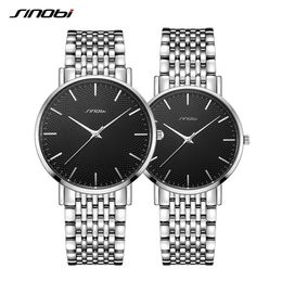 sinobi set couple watches top luxury quartz mans watch stainless steel band ultrathin quartz time wristwatch reloj mujer185Z