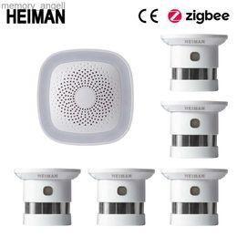 Alarm systems HEIMAN HA1.2 Zigbee Fire Alarm Wireless Security home System Smart Wifi gateway and Smoke detector sensor host DIY Kit YQ230927