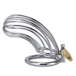 Male Chastity Device Cock Cage with 3 Sizes of Rings, Premium Metal Silver Locked Cage Adult Sex Toy for Men