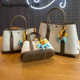 Designer Garden Party Bags Yijinyuan Cowhide Togo with Canvas 30 Premium Shopping Tote Womens Handbag Have Logo X15U