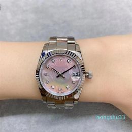 2021 High quality ladies watch sapphire glass masonry dial stainless steel automatic date folding clasp 6 models312M