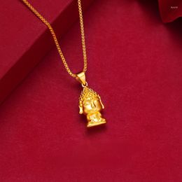 Pendants 3d Hard Gold Color Original Peace Golden Buddha Pendant Necklace For Women Men Neckalces Chian Wedding Engagement Fine Jewelry