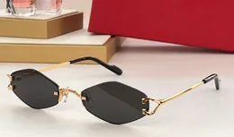 Fashion popular designer 8100359 mens women sunglasses unique polygon frameless metal glasses summer simple business style Anti-Ultraviolet come with case