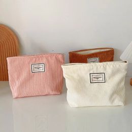 Corduroy Travel Cosmetic Bag Washing Makeup Storage Bag Purses Women Large Capacity Zipper Make Up Organizer Storage Clutch