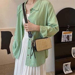 Hip straw tote bag designer snapshot shoulder bags women camera bag beach women woven Luxury handbag Crossbody fashion messenger bags purse 230407