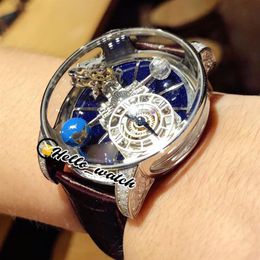 2021 TWF Rotating Blue Dial Watches CR7 EPIC X CHRONO Astronomical decoration Tourbillon Skeleton Swiss Quartz Mens Watch Steel Di271Q