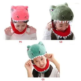 Hats Scarves Gloves Sets Japanese Cute Cartoon Dinosaur Mask Adult Kids Halloween Party Cosplay Accessories Winter Soft Plush Funny Animal