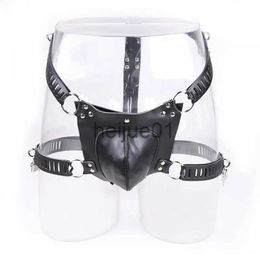 Bondage DM57 Leather Chastity Belt For Men SM Bondage Flirting Props Cock Cage Chastity Pants With Adult Birdcage Sexy Underwear x0928