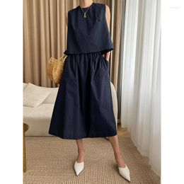 Work Dresses Women's Summer 2 Piece Outfit Vest Tops And Midi Skirt Set 2023