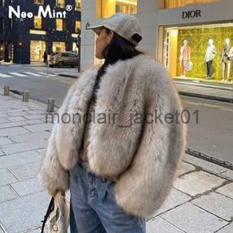 Women's Fur Faux Fur Iconic Street Fashion Week Luxury Brand Gardient Cropped Faux Fur Coat Women Winter 2023 Hot Cool Girls Fluffy Short Fur Jacket J230928