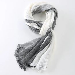 Scarves 75205cm Wholesale Brand Winter Scarf Men Warm Soft Tassel Bufandas Cachecol Grey Plaid Woven Wrinkled Cotton 230927