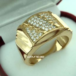 men's 18K Yellow Gold plated Ring CZ Vogue popular Jewelry SIZE Q-Z 5 R211318E