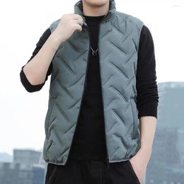 Men's Vests Men Vest Coats Solid Colour Stand Collar Cotton Padded Coldproof Waistcoat Autumn Winter Zipper Jackets For Chaquetas