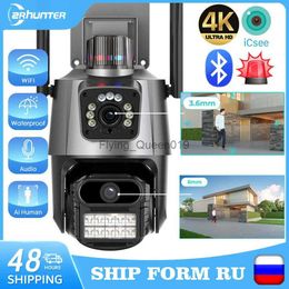 CCTV Lens 8MP 4K IP Camera Dual Lens Screen 4MP Colour Night Vision Auto Tracking PTZ Wifi Camera Waterproof CCTV Security Camera ICSEE YQ230928