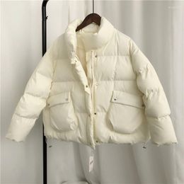 Women's Trench Coats Winter Short Jacket Women Loose Long Sleeve Warm Parkas Korean Fresh Candy Color Coat Cotton Overcoat