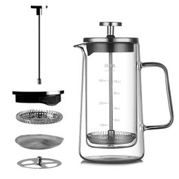 Design Factory Unique High Quality Customize 350ml Double Wall Borosilicate Glass Espresso French Press Coffee Maker