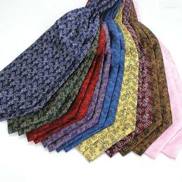 Handkerchiefs Brand Men Vintage Flower Woven Wedding Formal Cravat Ascot Scrunch Self British Style Gentleman Polyester Neck Tie Luxury