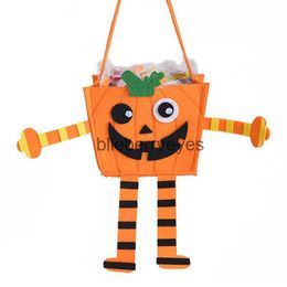 Totes Felt Halloween candy bag pumpkin candy bucket children's tote fabric decorative props04blieberryeyes