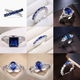 Wedding Rings CAOSHI Trendy Women Finger Blue Crystal Zirconia Accessories For Party Delicate Design Daily Wearable Jewellery Drop