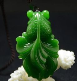 Natural Green Jade Pendant Necklace Fish Jasper China Hand Carving Jewellery Fashion Amulet Men Women Gifts