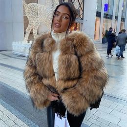 Women's Fur Faux Fur HJQJLJLS Winter Women Fashion Faux Raccoon Fur Coat Luxury Short Fluffy Fur Jacket Outerwear Women Fuzzy Coat Overcoat 230927