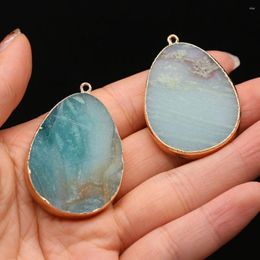 Pendant Necklaces Natural Stone Pendants Water Drop Gold Plate Amazonites Charms For Tribal Jewellery Making Diy Women Necklace Reiki Heal