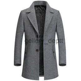 Men's Wool Blends Men 2021 Autumn New Style Turn Down Collar Blends Coat Male Slim Fit Trench Jacket Plus Size S-5XL High Quality Wool Windbreaker J230928