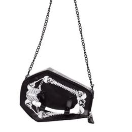 Evening Bags Women's Leather Y2K Dark Halloween Skull Bat Fashion Dazzle Cool Shoulder Clutch Bag 230927